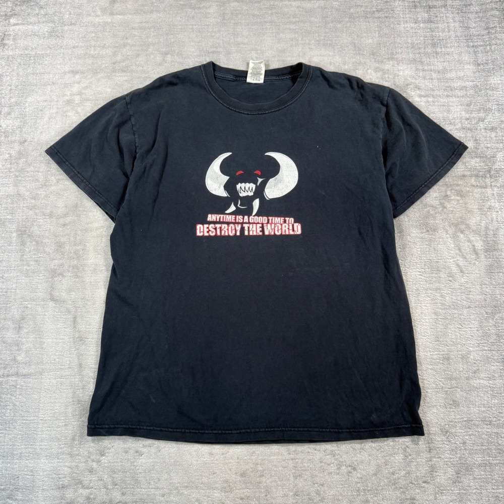 YuGiOh Abridged Shirt Mens Large Black Vtg Y2K Destroy The World Graphic Promo